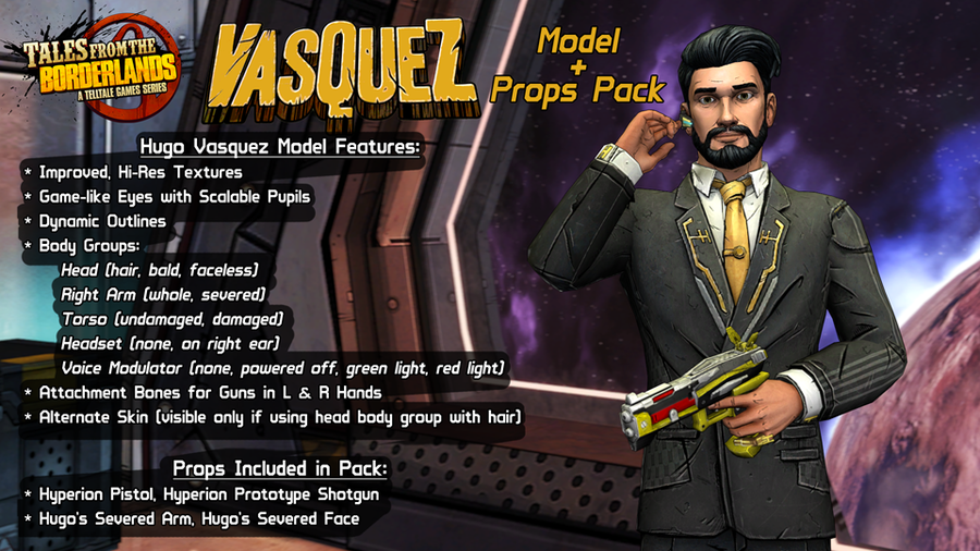 SFMLab Tales From The Borderlands Vasquez Model Props Pack