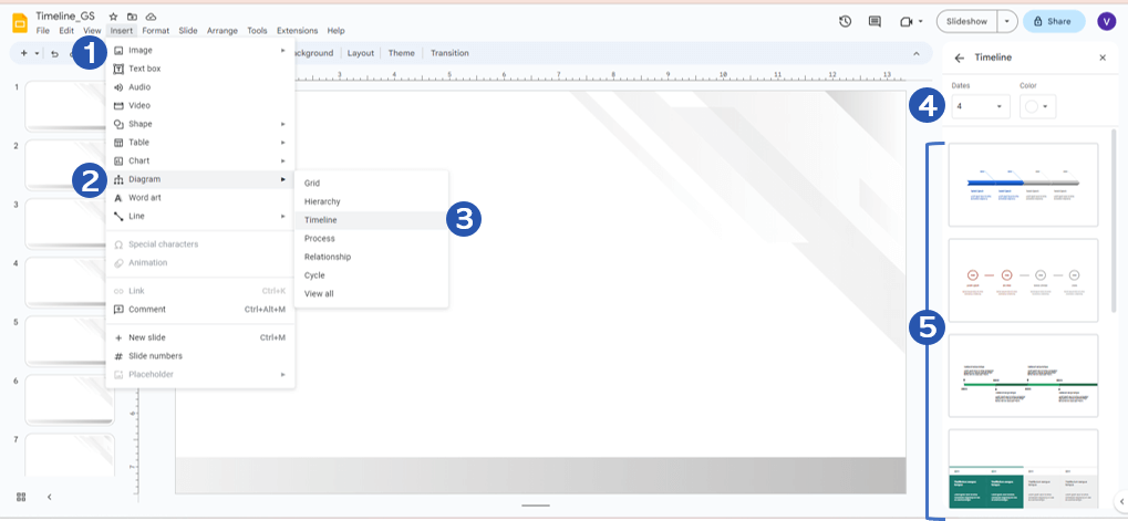 How to insert a Timeline in Google Slides?