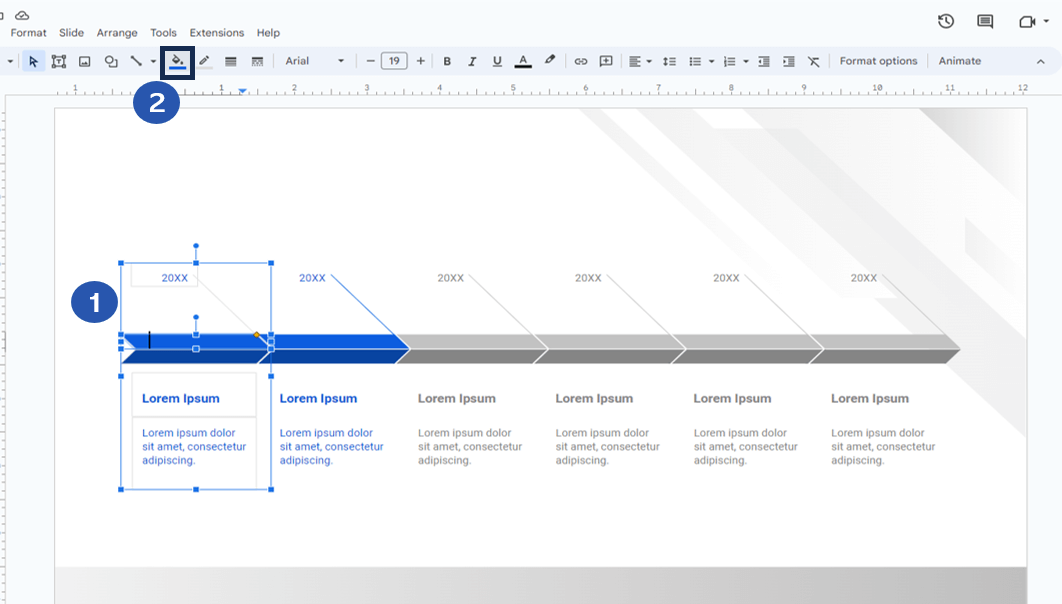 add colors to timeline in Google Slides