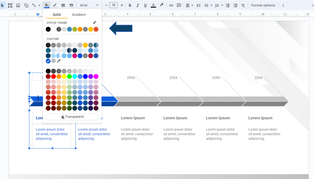 add colors to timeline in Google Slides