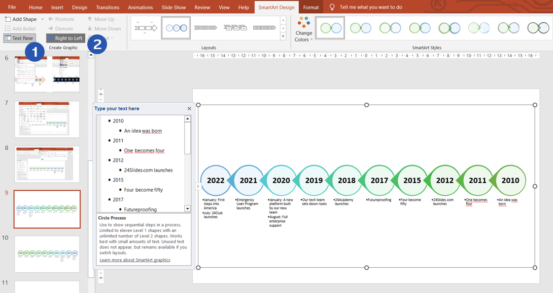 change the direction of the arrow in a timeline in powerpoint