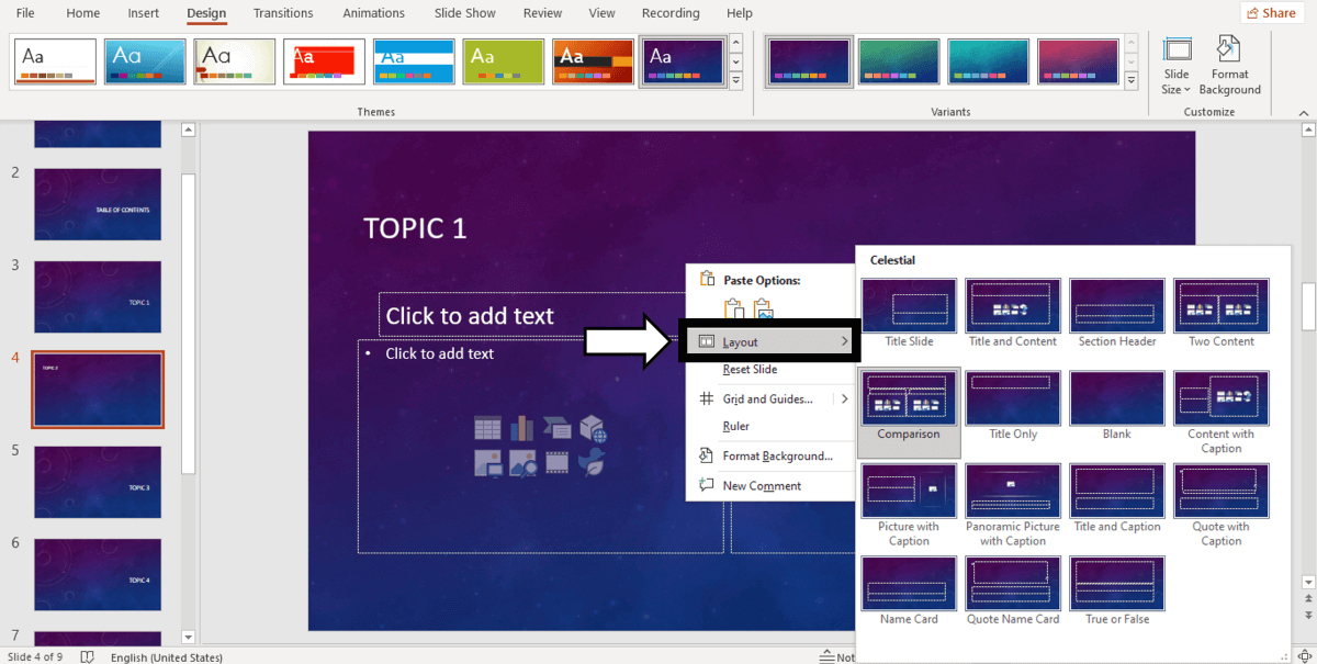 How do you change the layout in PowerPoint
