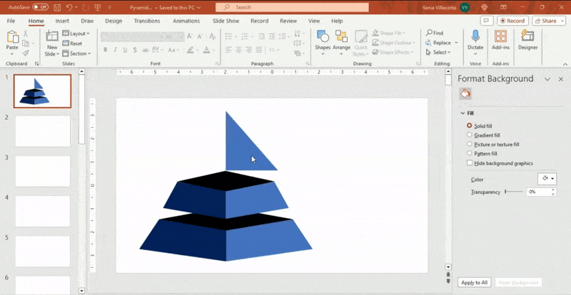 How to add levels to a 3D Pyramid in PowerPoint