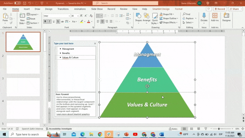 How to Customize a Pyramid's Levels in PowerPoint