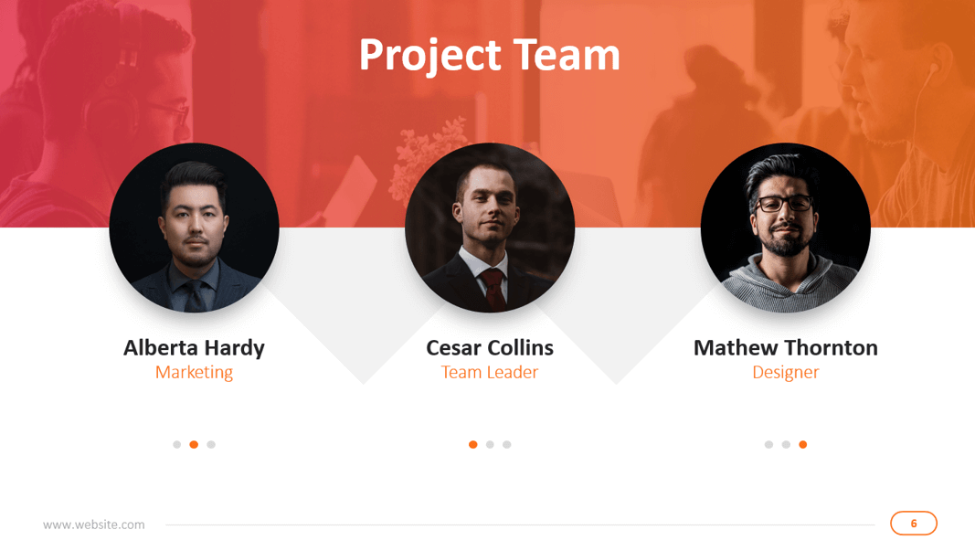 Project team slide template in PPT