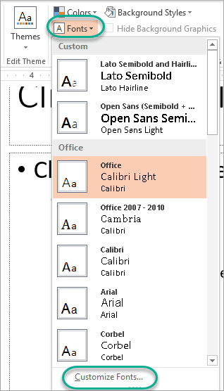 Custom Font Set on Slide Master