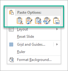 Paste options in PowerPoint