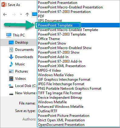 Save your Custom PowerPoint Template