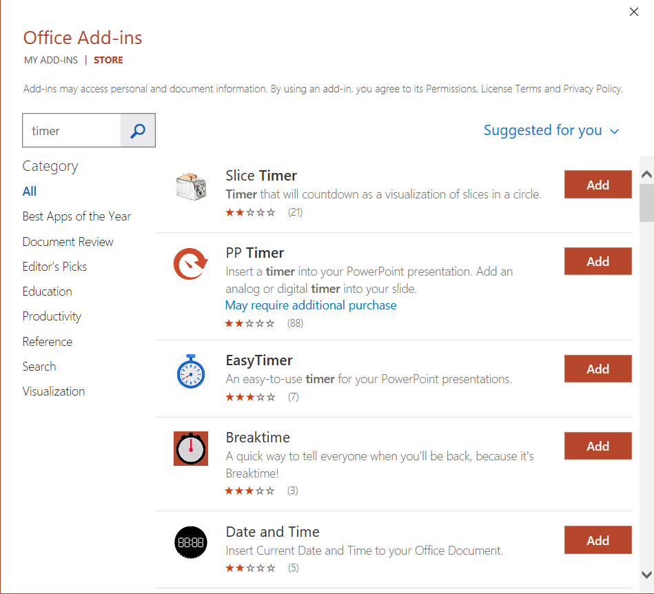 Microsoft Office add-ins