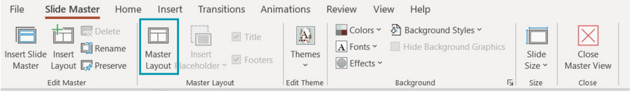 master view in powerpoint presentation include
