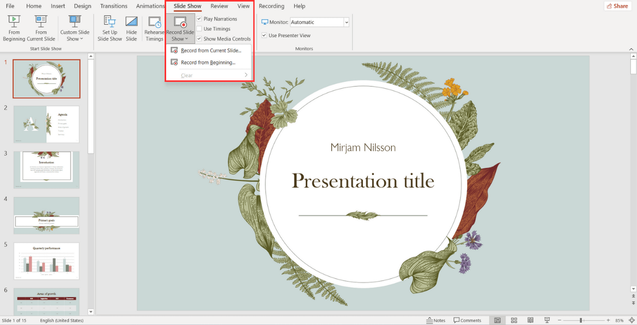 how to make a powerpoint presentation move on its own