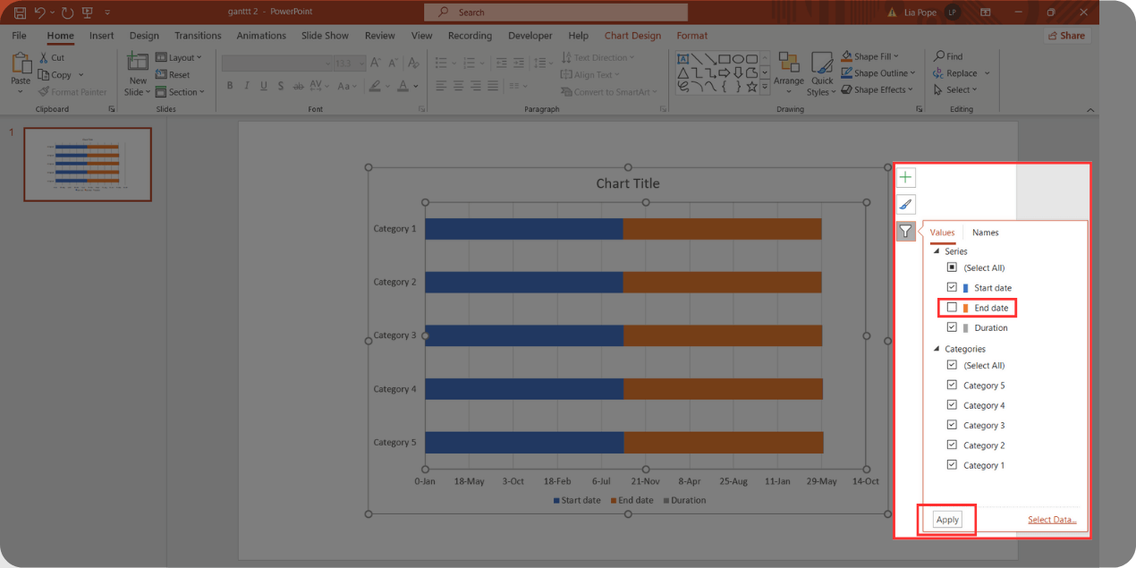 powerpoint presentation gantt chart