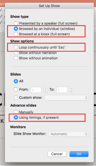 how to loop presentation on powerpoint