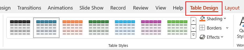 Applying style in your table presentation