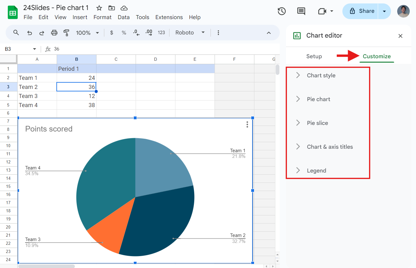 Customizing charts in Google Slides