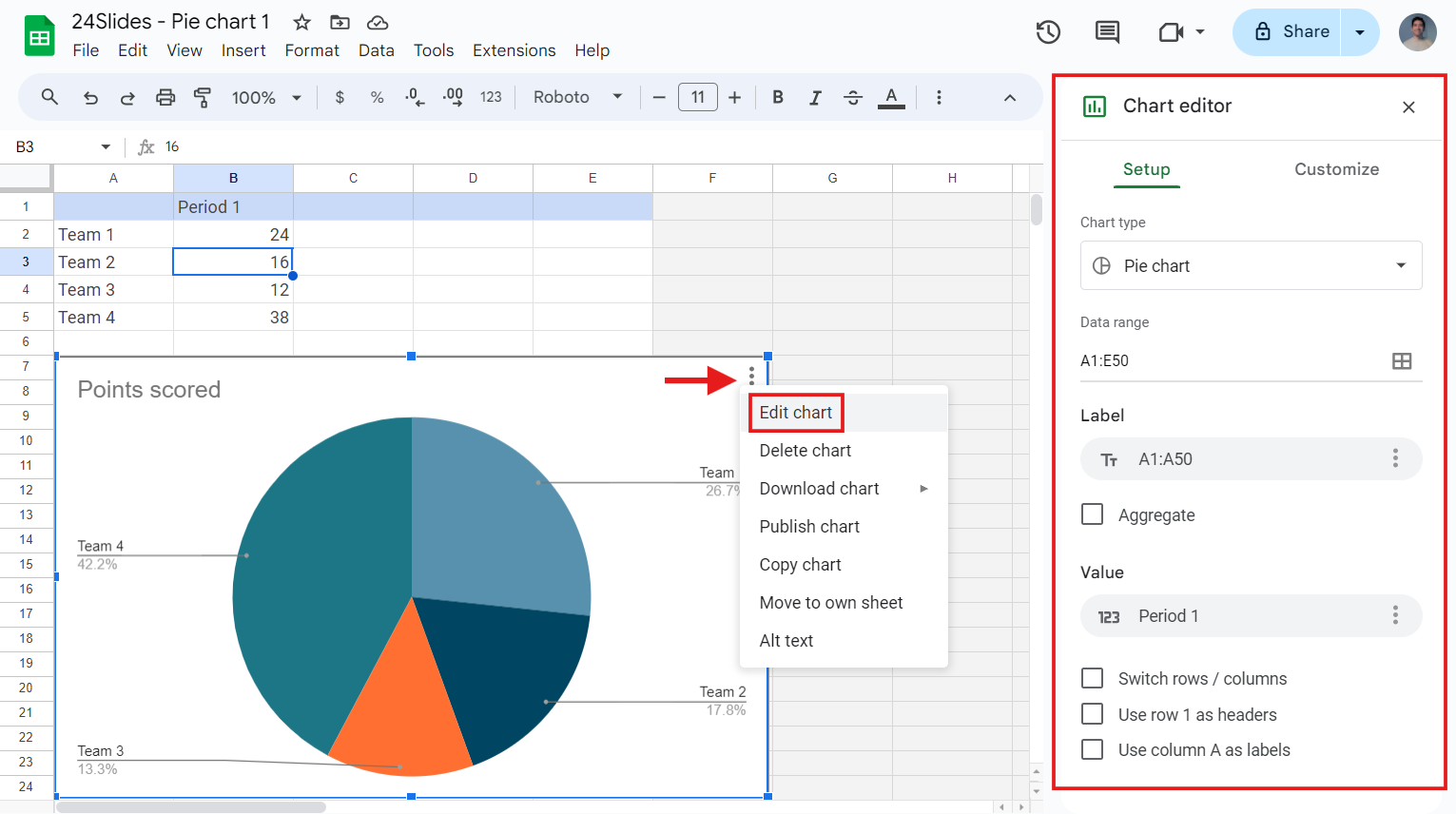 Edit a Pie Chart in Google Slides