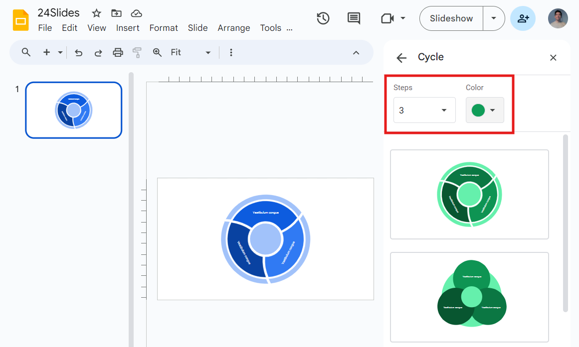 How to change the Diagram color in Google Slides