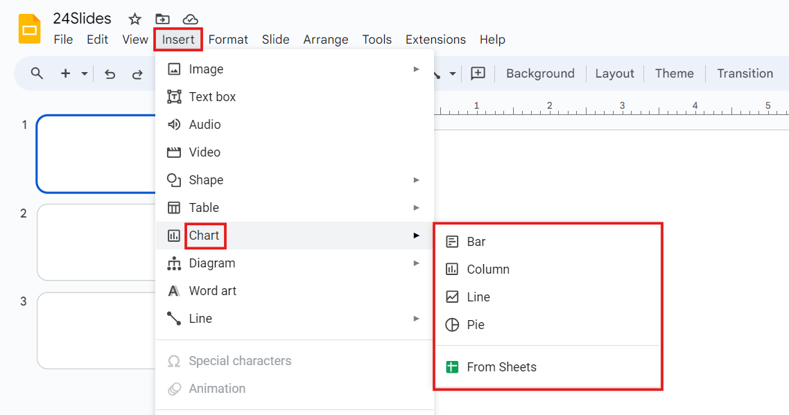 How to make a chart in Google Slides