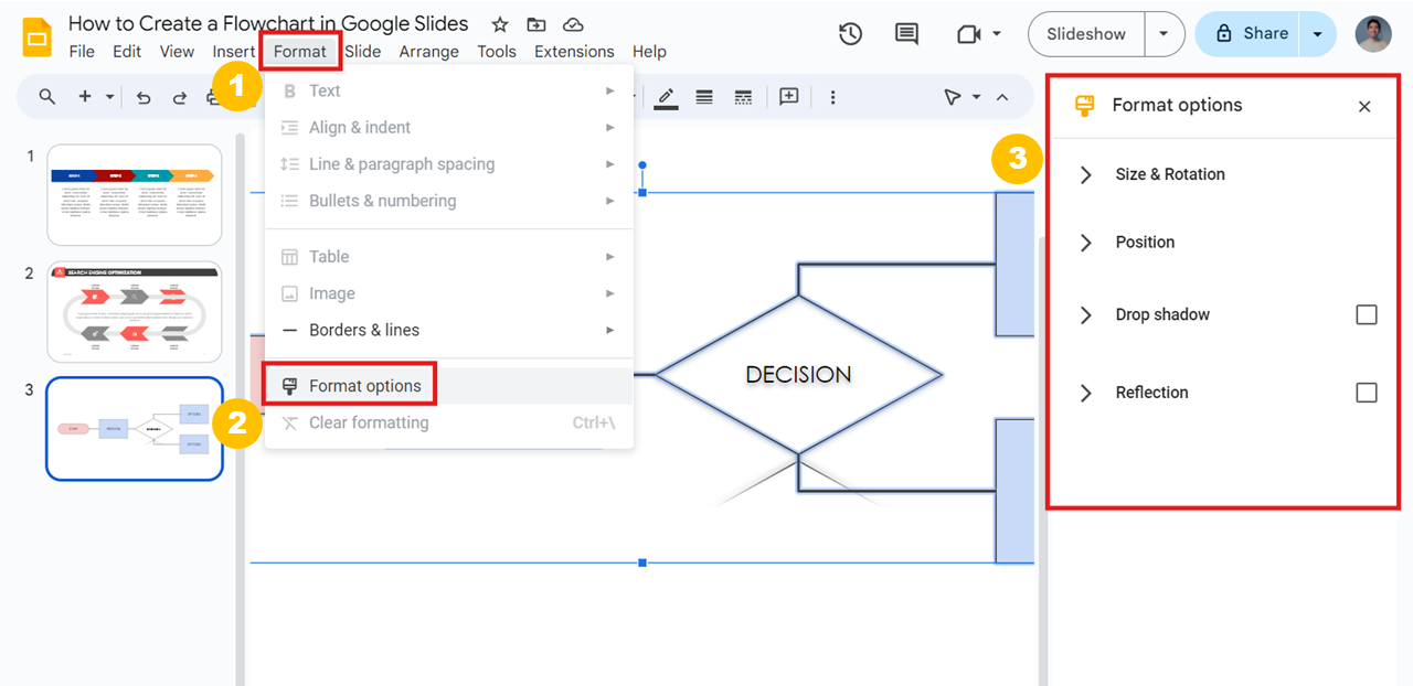 Format Tab in Google Slides