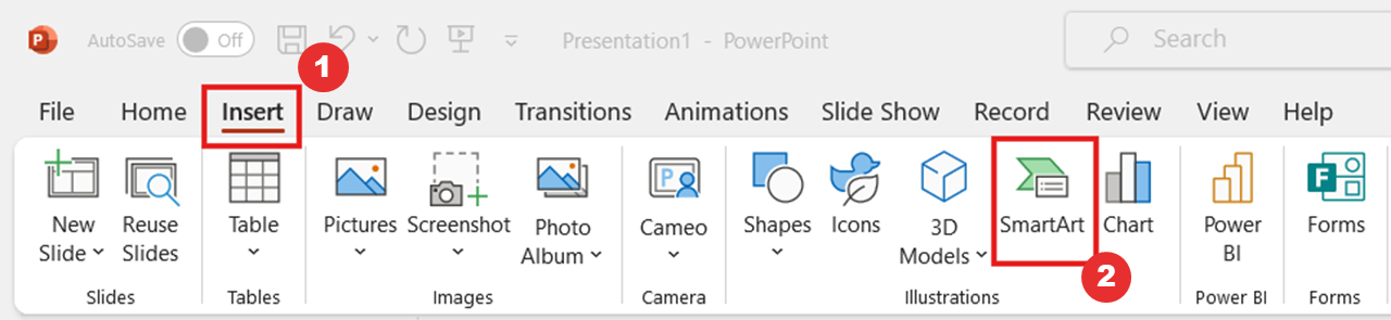 Inserting a Flowchart with the SmartArt tool