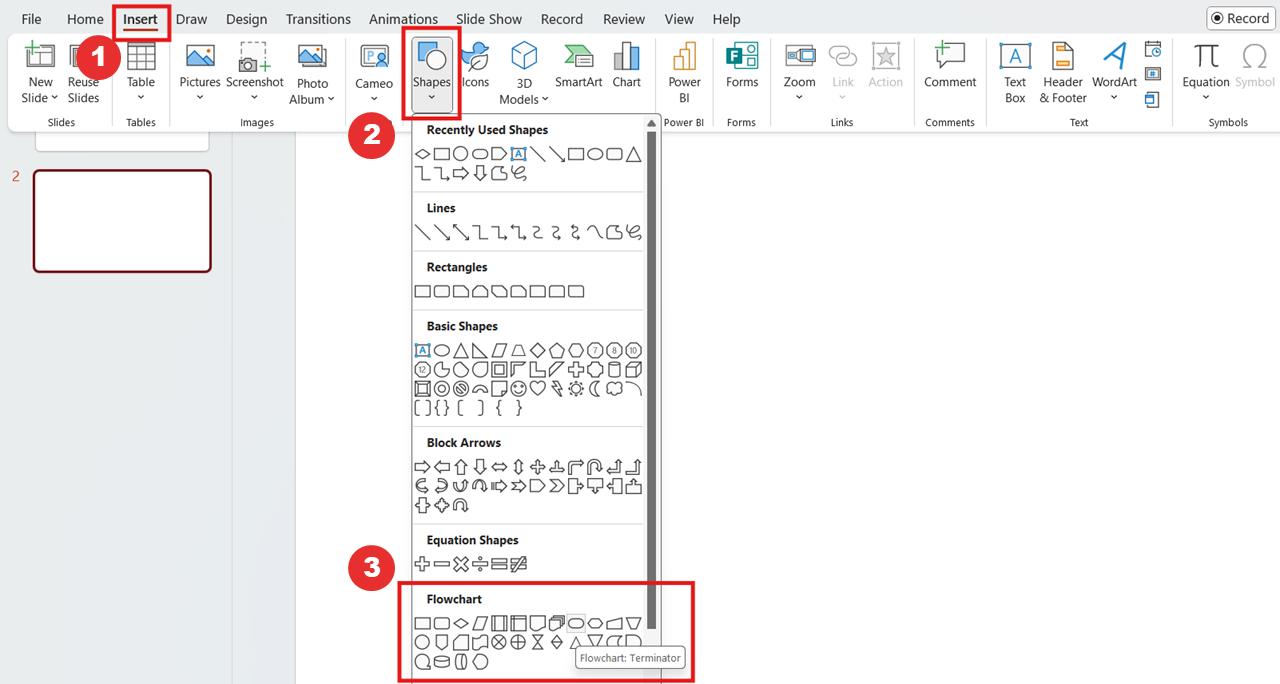 Creating a Flowchart from scratch in PowerPoint