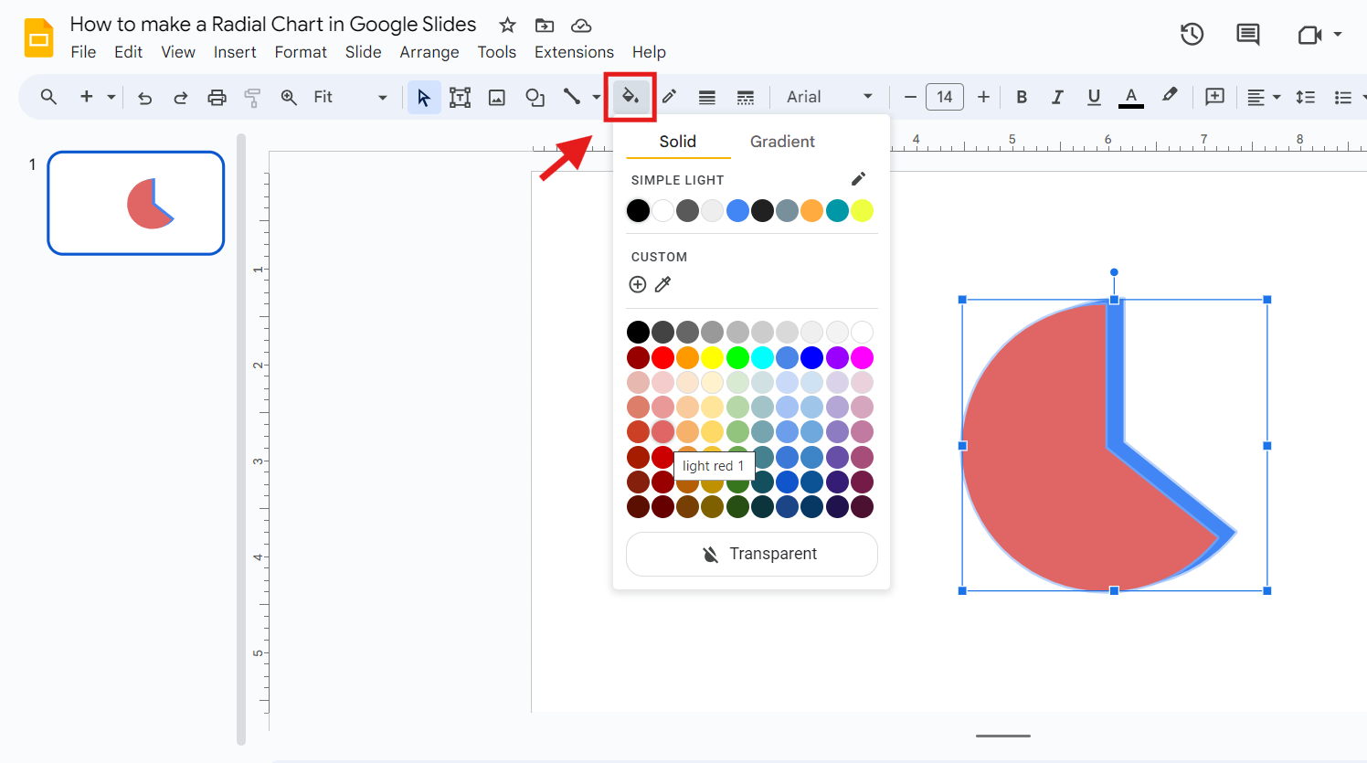 Changing the color of the duplicate chart