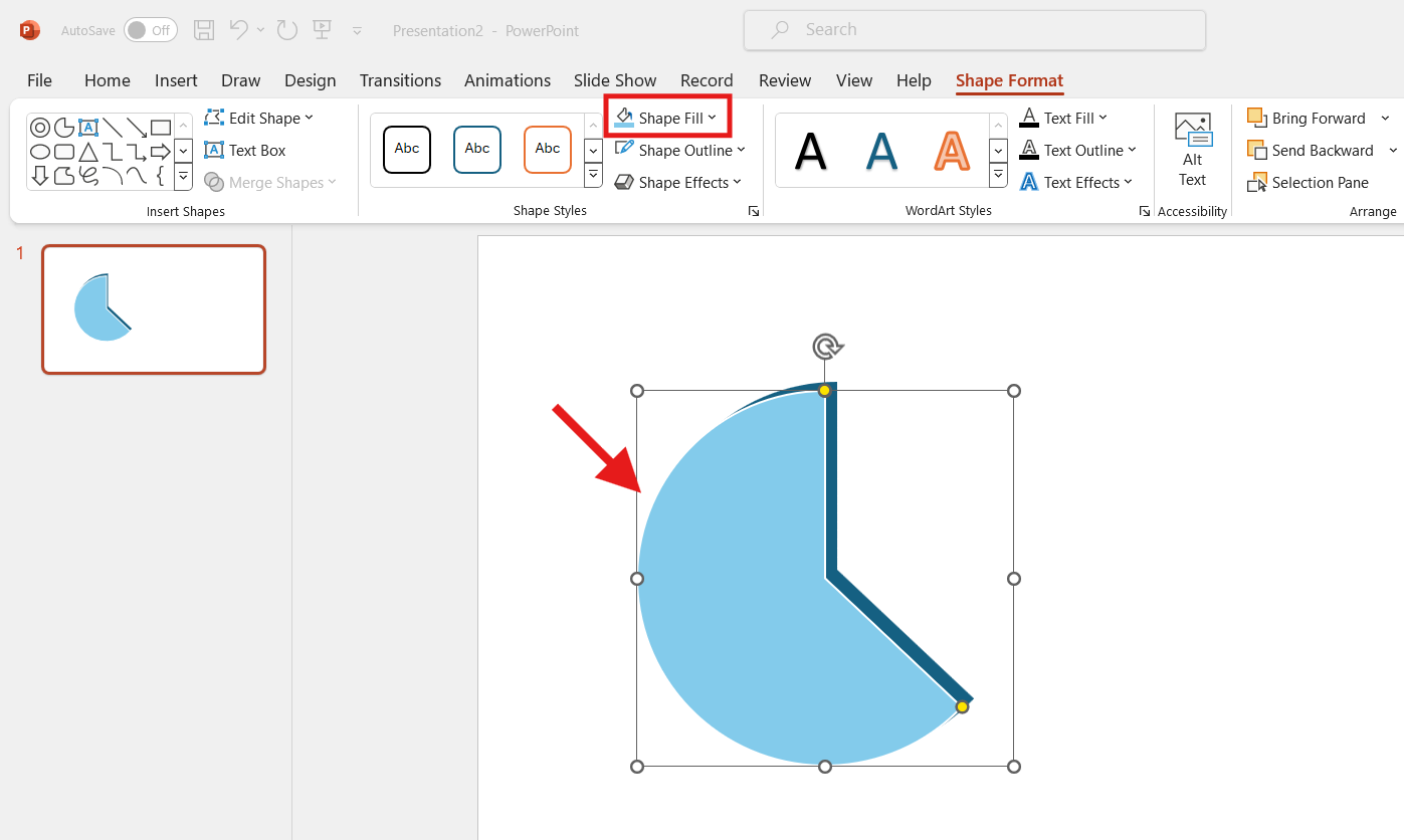 Changing the color of a pie chart