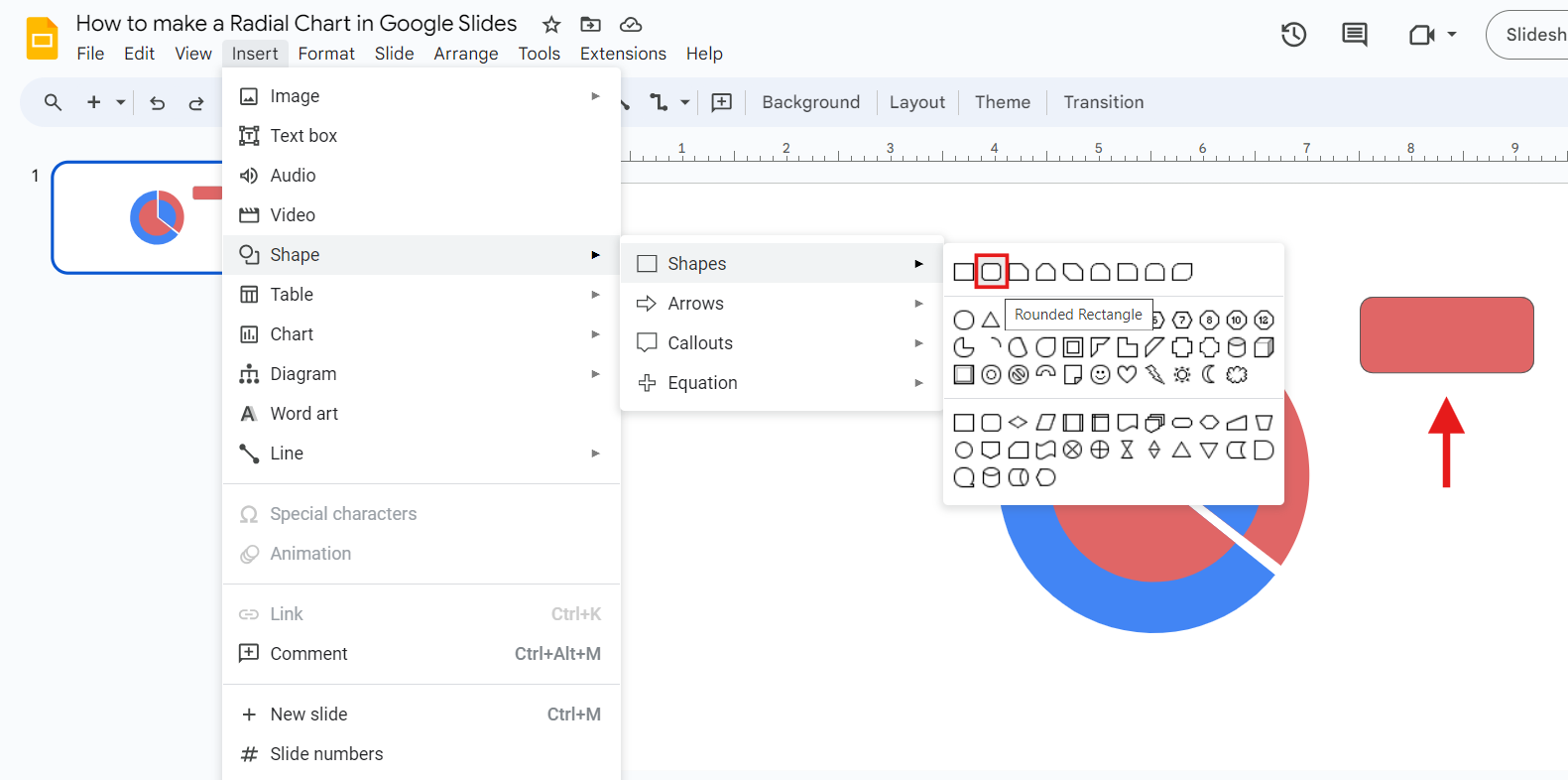 Creating data labels for the radial chart