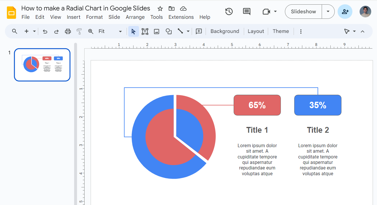 How to make a radial chart in Google Slides