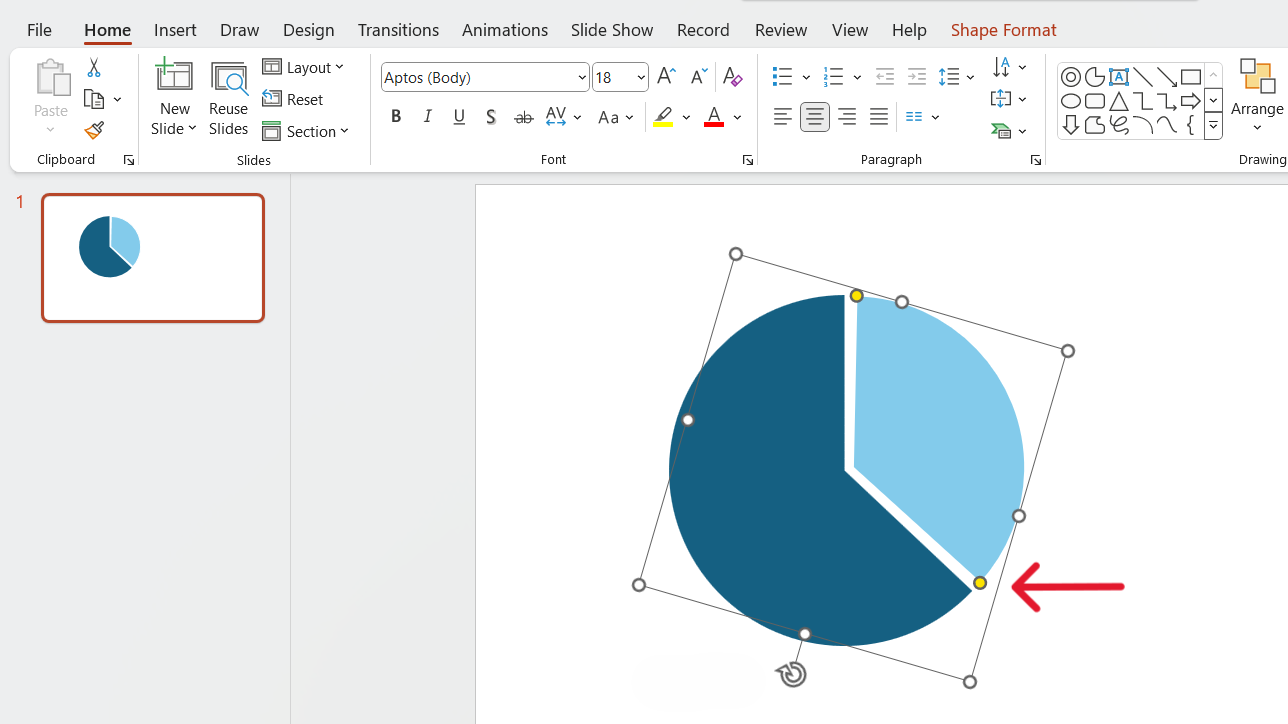 Resizing a pie chart