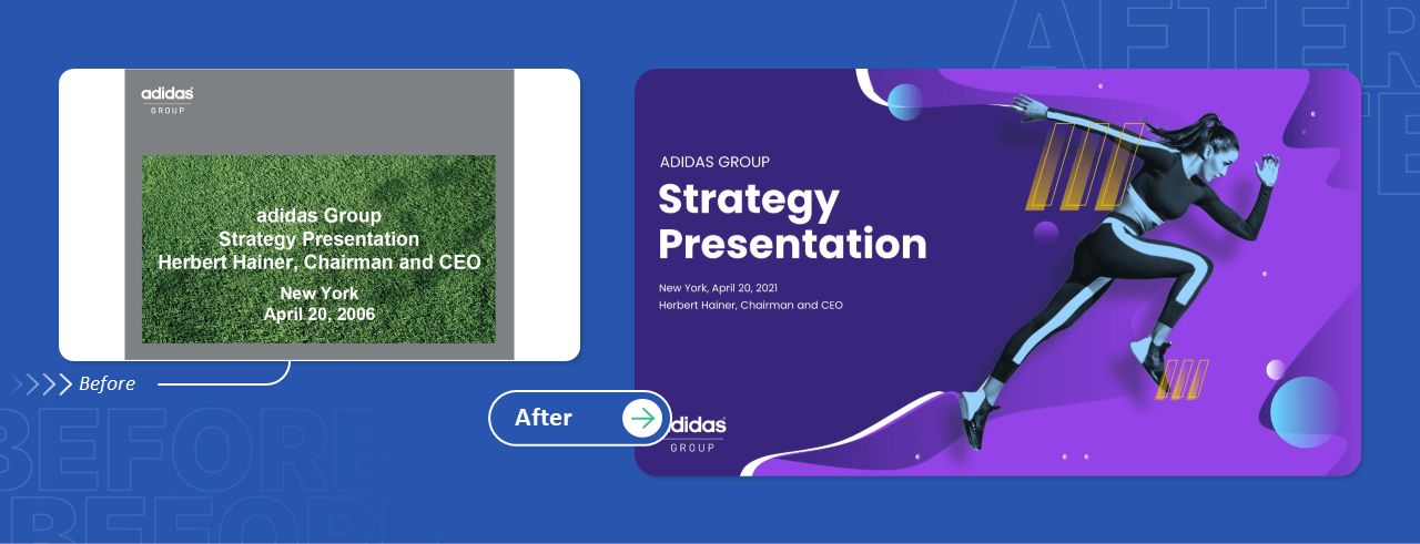 Adidas presentation redesign: Before vs. After