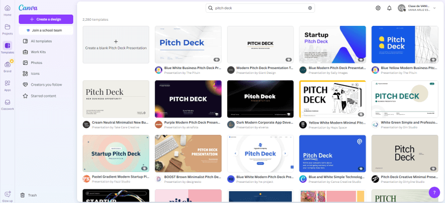 Pitch deck in Canva