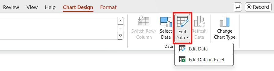 How to edit data in a PowerPoint pie chart