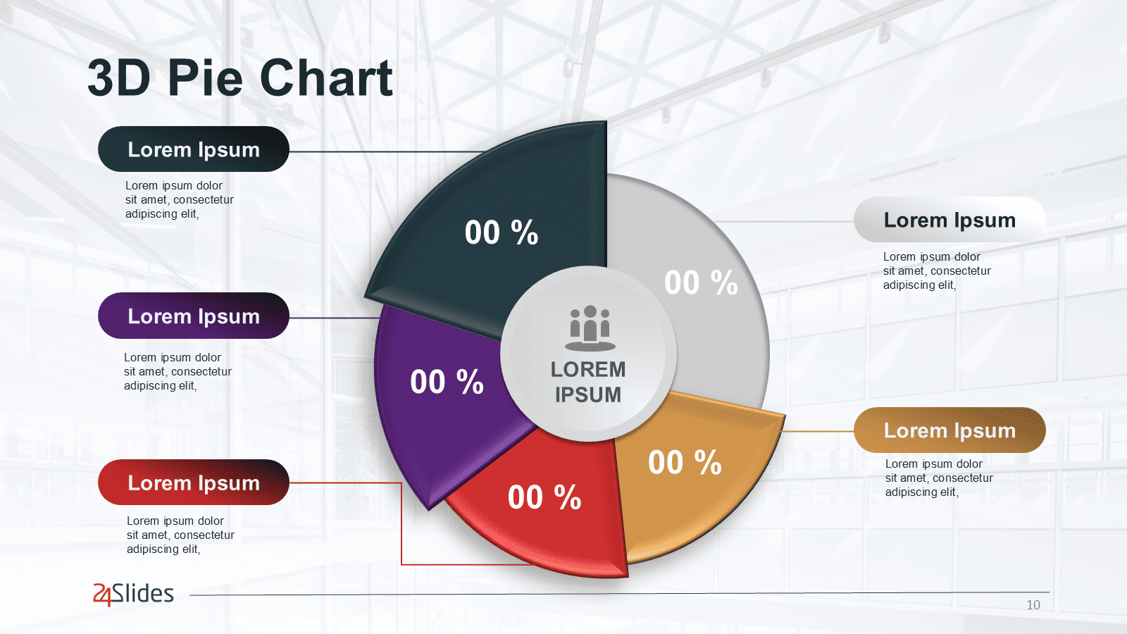 3D PowerPoint Pie Chart free template