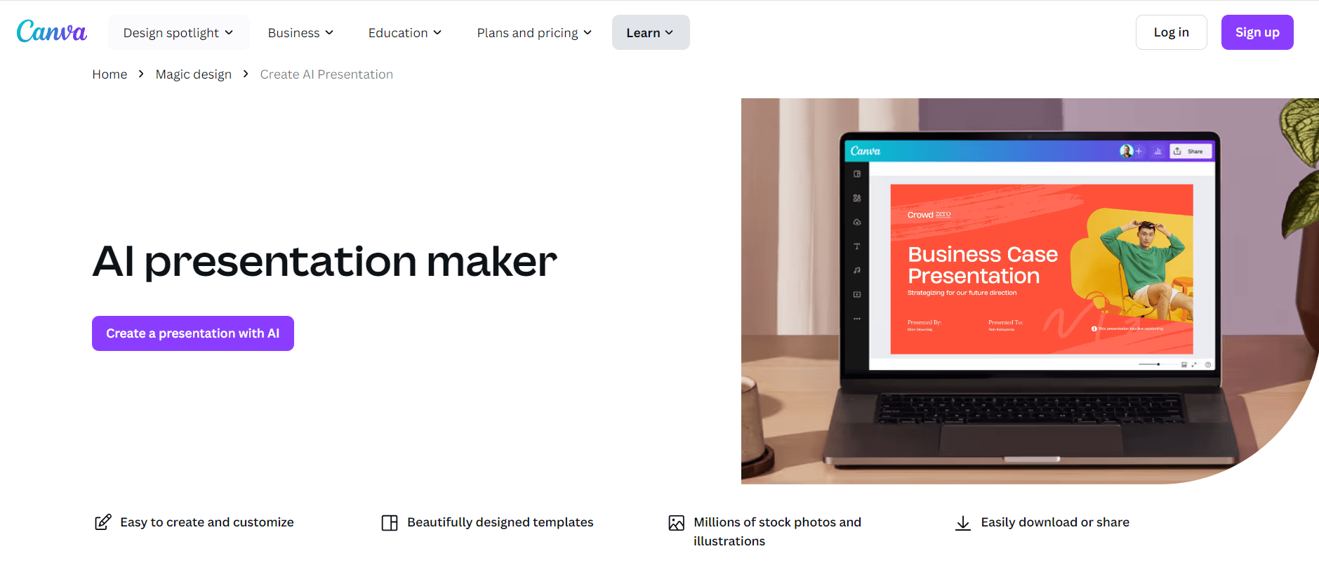 Canva AI presentation maker