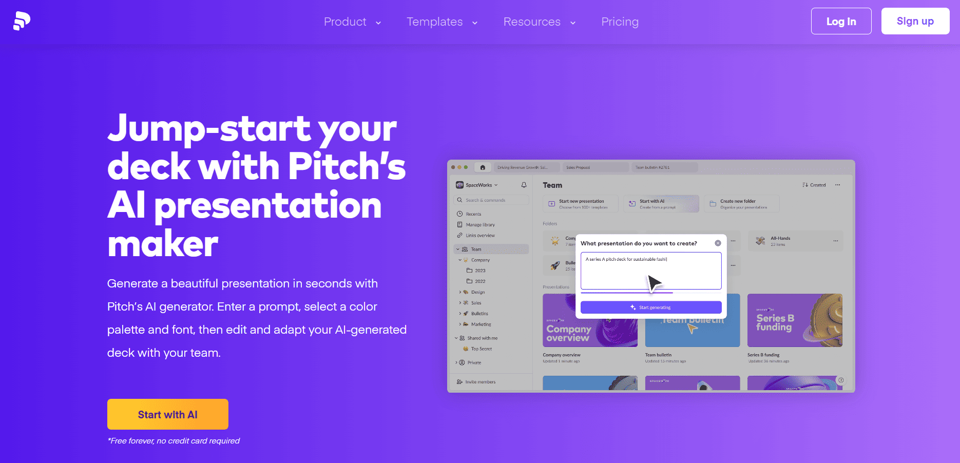 Pitch AI presentation maker