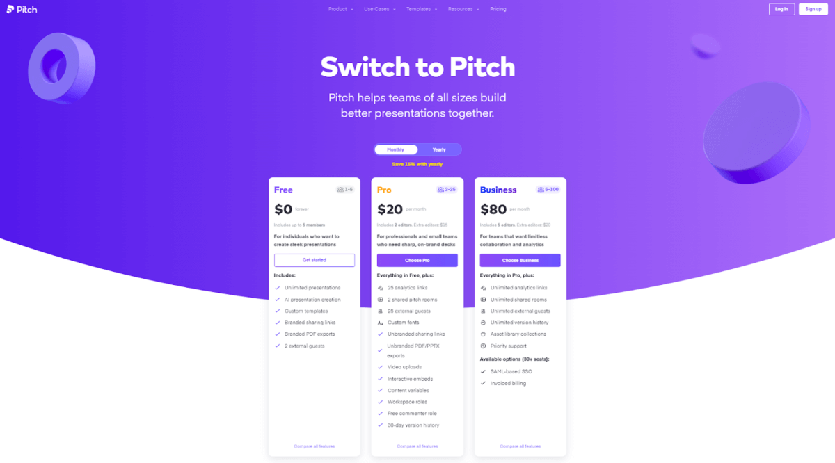 Pitch.com Pricing