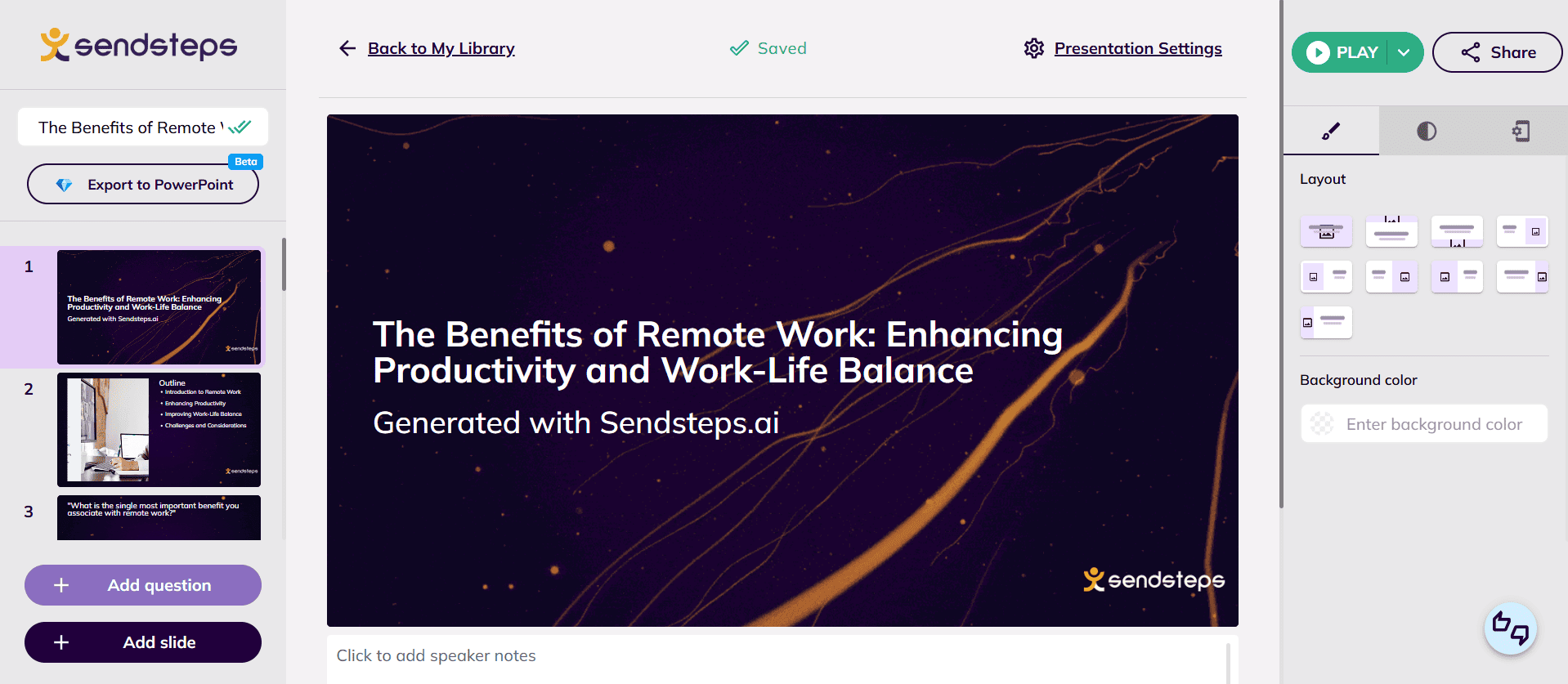 Sendsteps presentation example