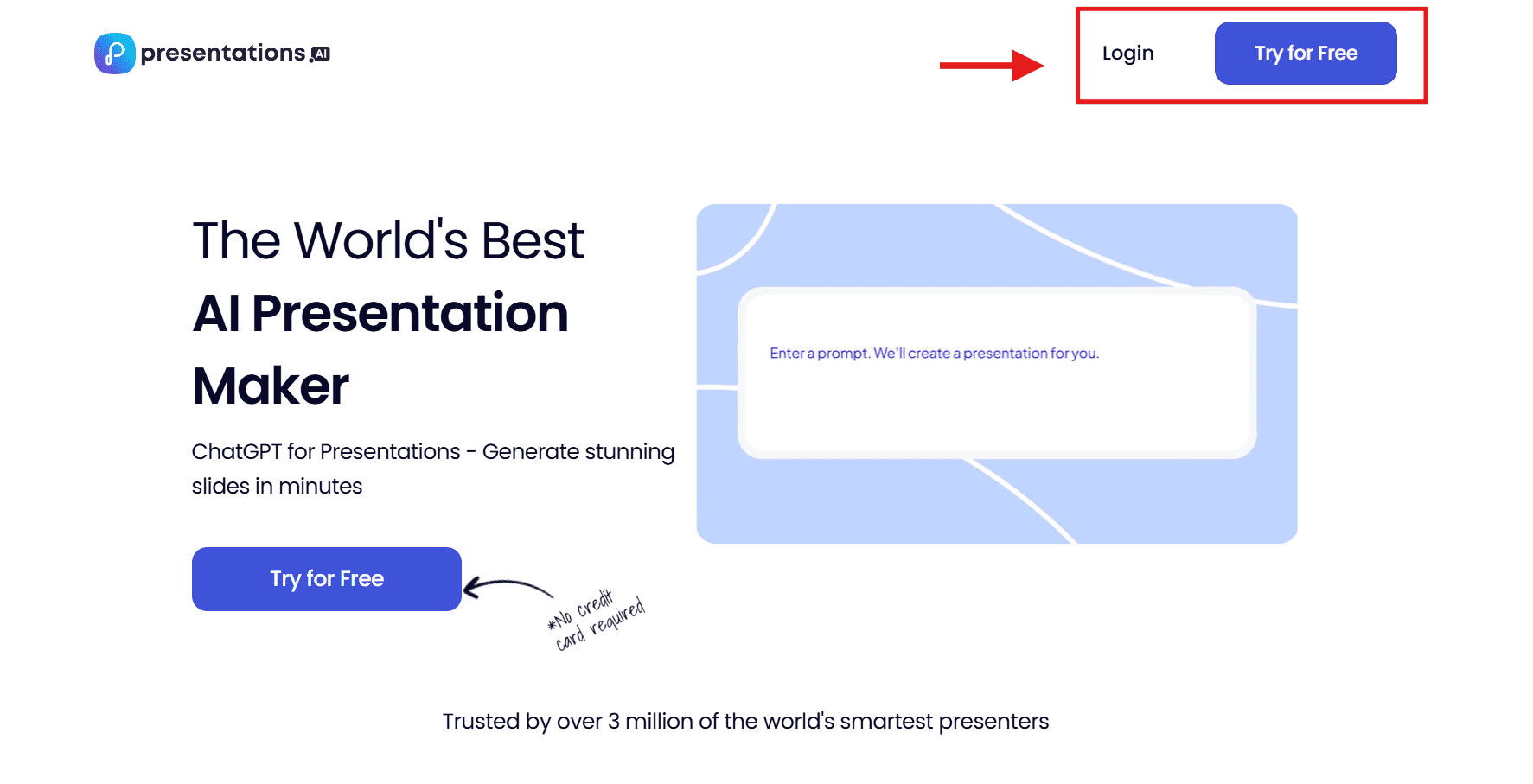 Creating an account in Presentations.ai