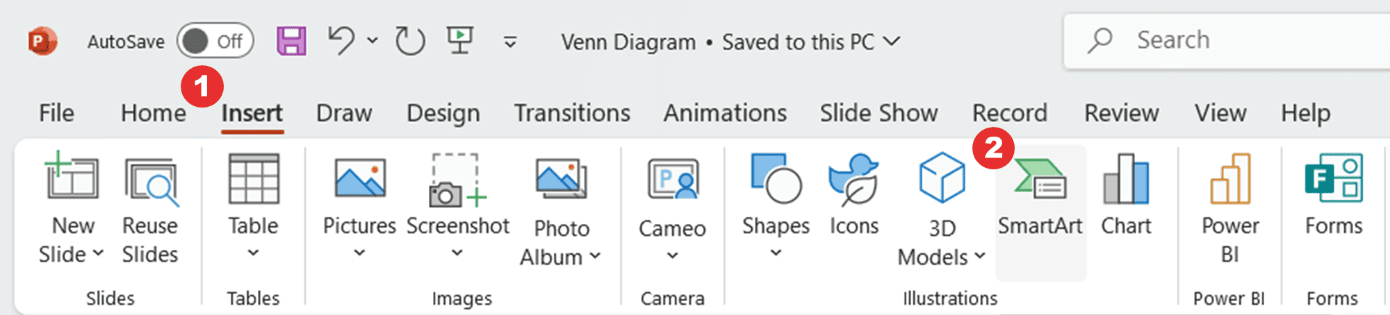 Creating a Venn Diagram with the smartArt-tool