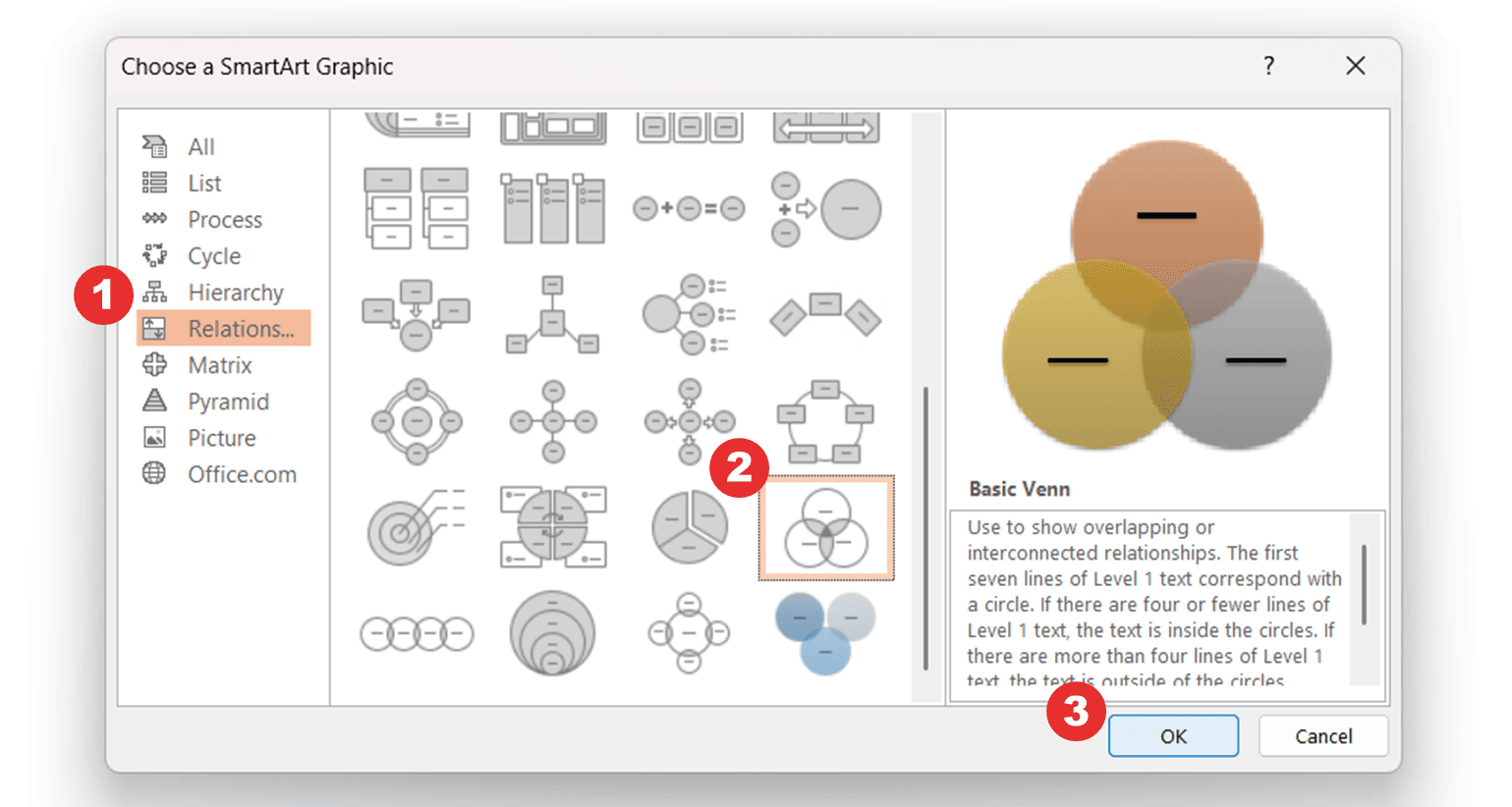 How to make a Venn Diagram with SmartArt in PowerPoint