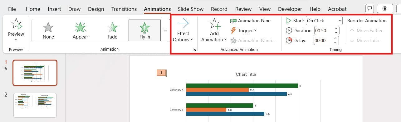 How to add animations to my bar chart in PowerPoint