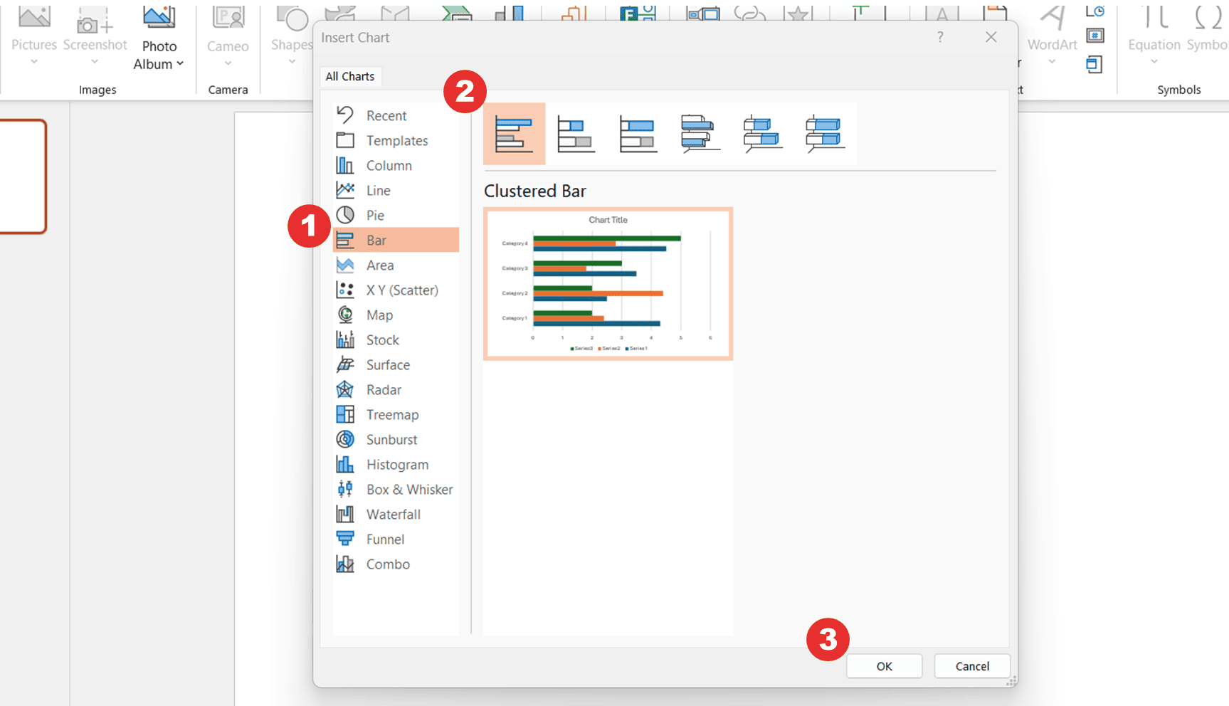 How to add a bar chart in PowerPoint