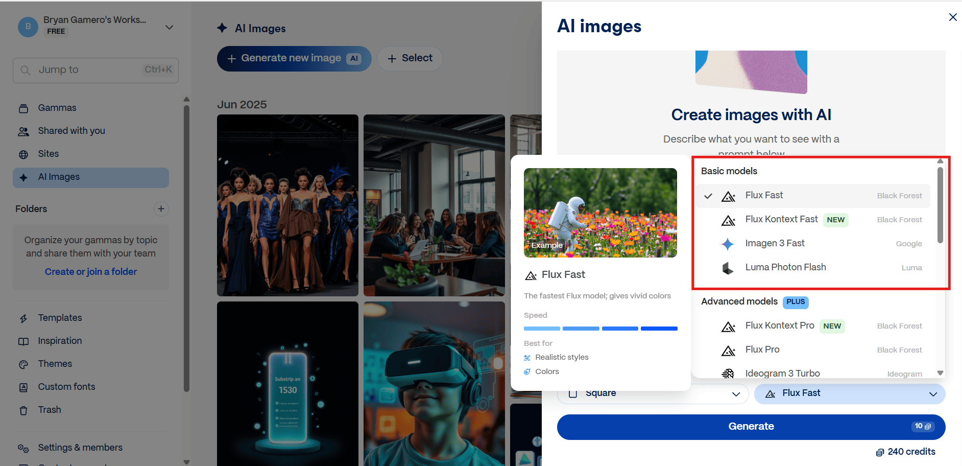 Gamma AI image generator