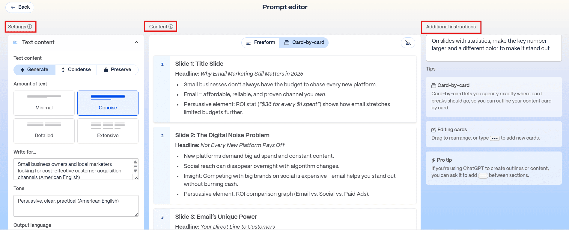 Gamma prompt editor