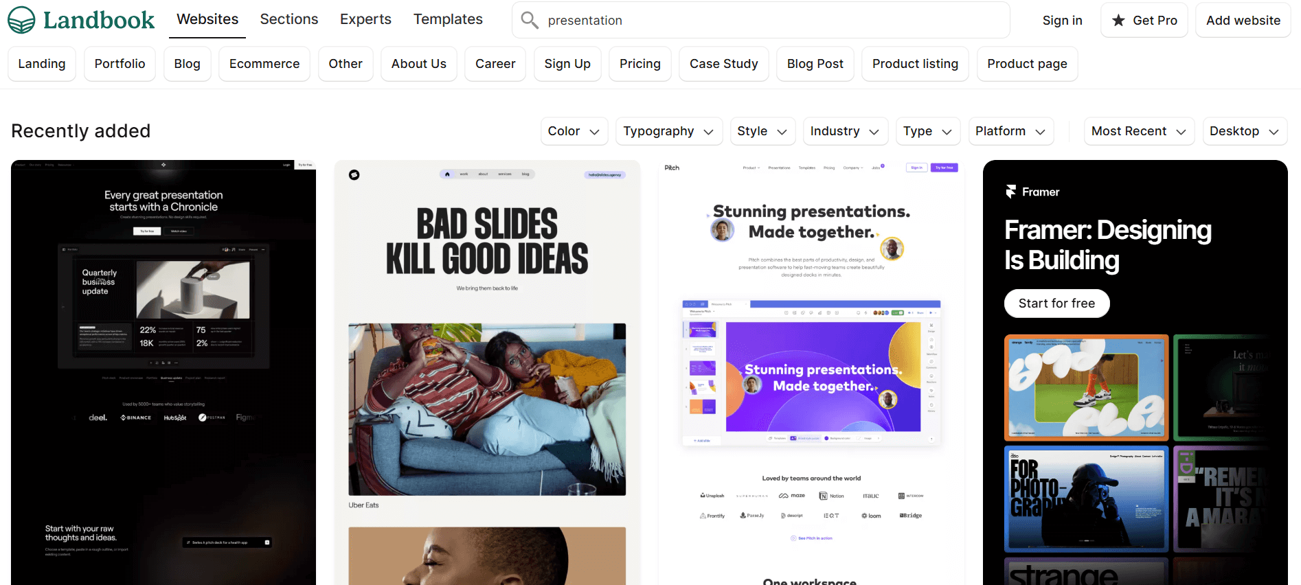 Landbook design inspiration