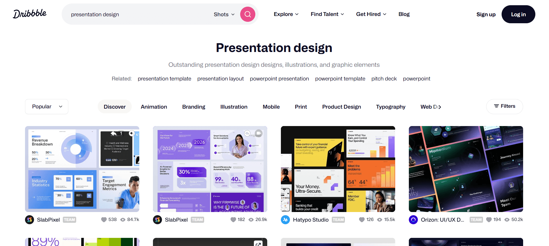 Presentation design on Dribbble