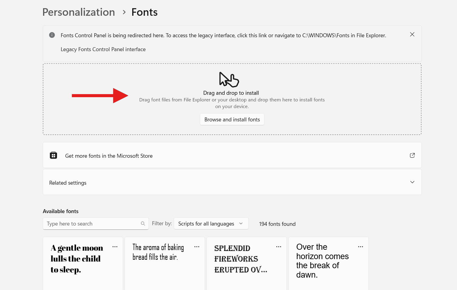 Powerpoint font drag to windows folder