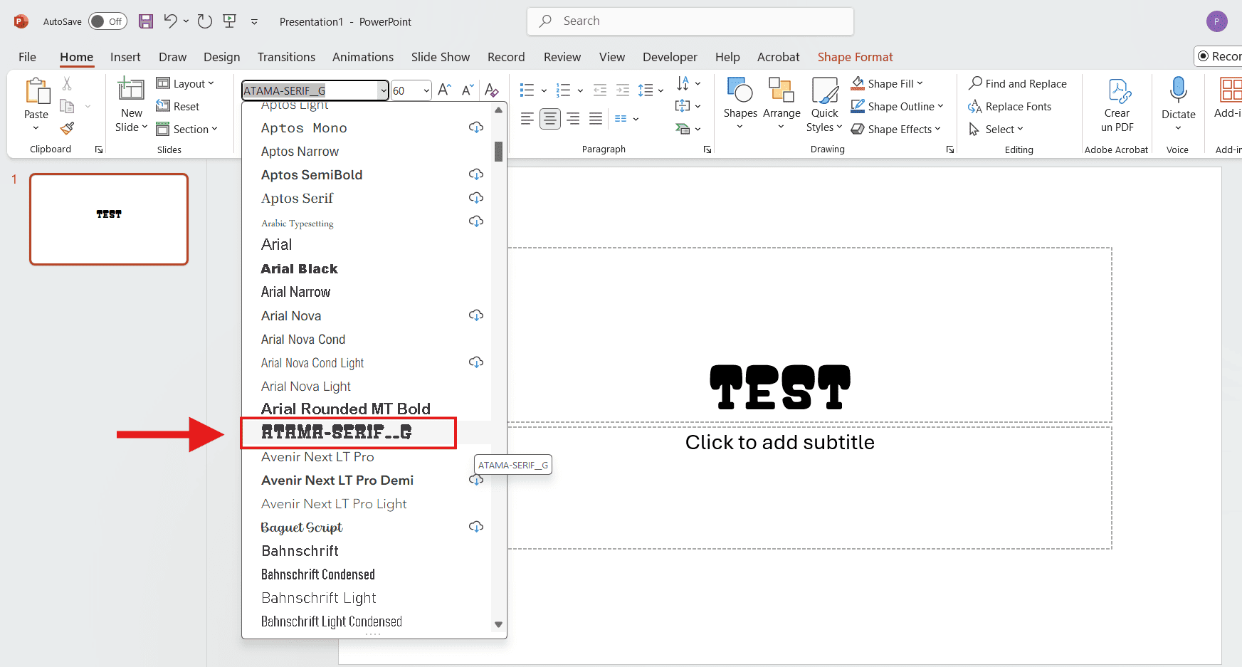 How to select a new font in PowerPoint