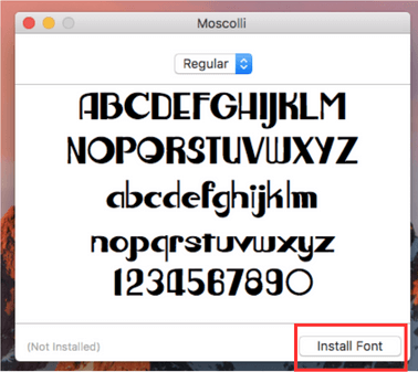 Font Book application in Mac